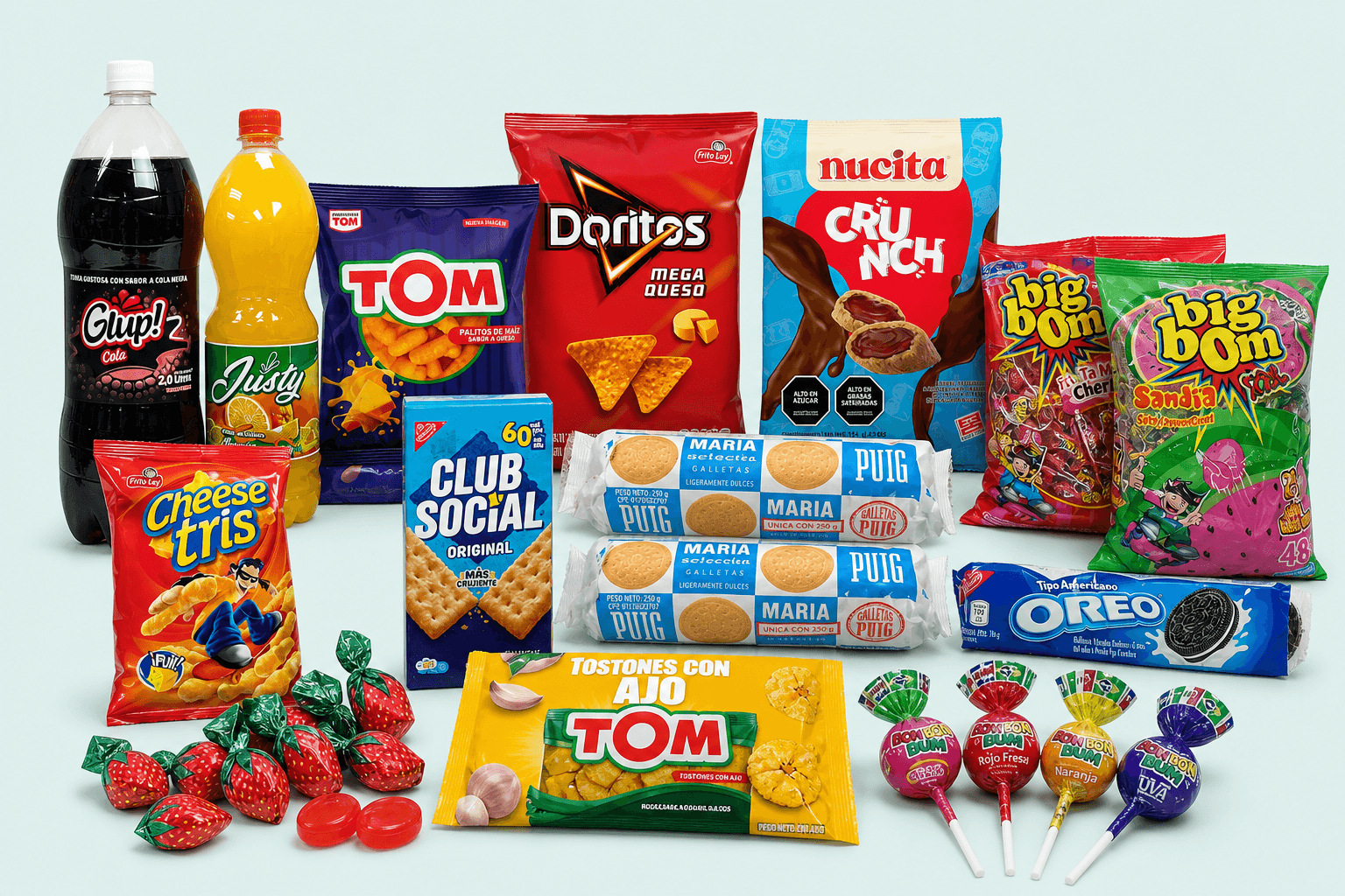 Collage de chucherías y golosinas venezolanas disponibles en Tienda Levitas